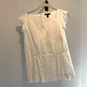 J crew Women’s White Cotton polkadot blouse size 8